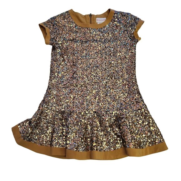 American Girl 10/12 Gold Sparkle Shimmer Short Sleeve Top 2260 - Picture 1 of 6